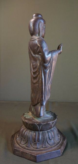Very Rare XLarge Korean Joseon Dynasty Bronze Buddha Statue Lotus 8 Sided Stand 6