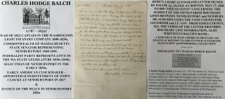 War 1812 Infantry Captain Newburyport Ma Senator Clockmaker Balch Letter Signed