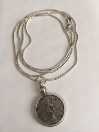 Ancient Silver Roman Coin Necklace (faustina I)