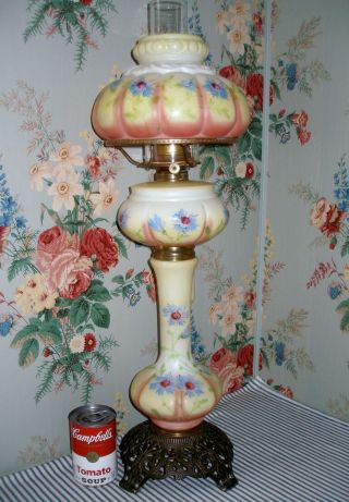 C.  1894 Consolidated/fostoria Fanchon Pattern Victorian Parlor Gwtw Banquet Lamp