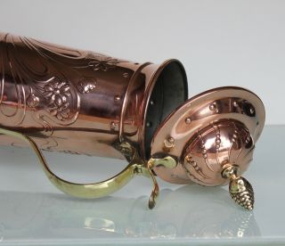 Large WMF Art Nouveau brass copper wine claret decanter tankard. 3