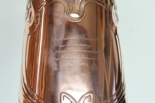 Large WMF Art Nouveau brass copper wine claret decanter tankard. 7