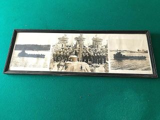 Wwii Photograph Of Uss Chariton River Lsm R - 407 Ship With Crew