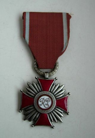 Polish Poland Wwii Cross Of Merit Solid Silver Type