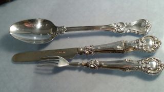 Re 1842 Victorian London Christening set silver cutlery spoon & fork Plus 3
