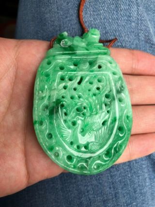 Vintage Chinese Carved Jade/jadeite Pendant In Vase Shape