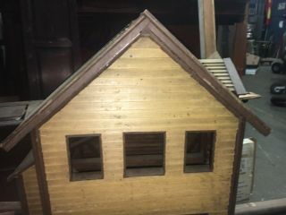 c1910 architectural house model wooden 30” h x 21” d x 28” w mustard & brown 4