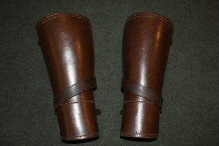 WW1 U.  S.  Army Officers Matching Brown Leather Uniform Leggings/Gaiters 2