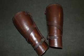 WW1 U.  S.  Army Officers Matching Brown Leather Uniform Leggings/Gaiters 3