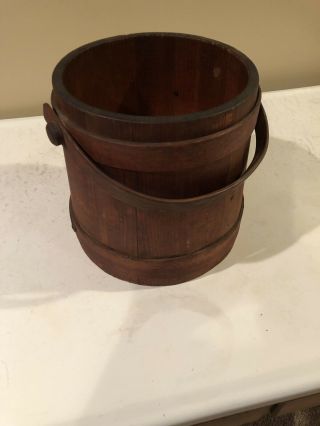 Antique Primitive Wooden Staved Firkin Bucket - Aafa