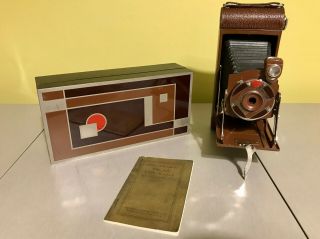 Outstanding 1a Gift Kodak Camera With Cedar Box & Rare Instruction Booklet