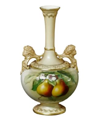 Royal Worcester Blush Figural Hand Painted Fruit Vase 1956 Signed F.  Parker