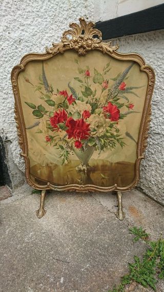 French Rococo Style Gold Gilt Frame Fire Screen With A Picture On Board
