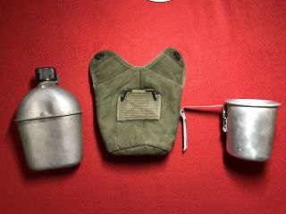 WORLD WAR WW II U.  S.  ARMY CANTEEN,  CUP AND COVER SET DATED 1945 3