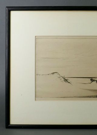 Antique KERR EBY Sand And Sea Seascape Etching Black and White Minimalist Signed 3