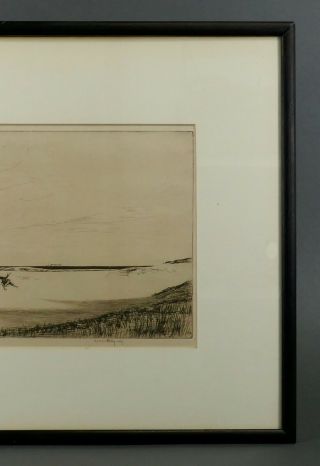 Antique KERR EBY Sand And Sea Seascape Etching Black and White Minimalist Signed 4