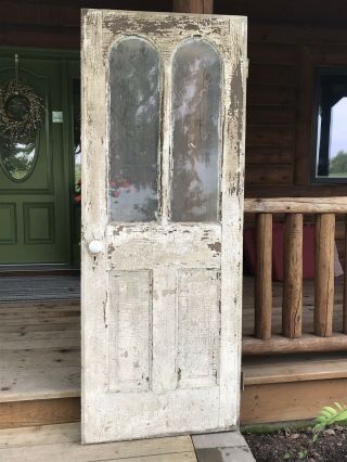 Antique Vintage Victorian Style Exterior Wood Door w/Glass Hardware 2