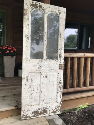 Antique Vintage Victorian Style Exterior Wood Door w/Glass Hardware 8
