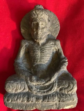 Gray Schist Carved Gandhara Emaciated (starving) Buddha • Shakyamuni • 2nd C.