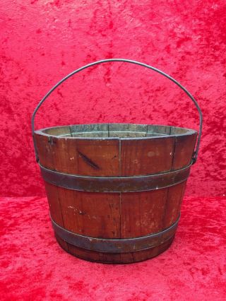 Antique Wood Bucket Pail Farm Primitive Pantry Bucket 5” Tall
