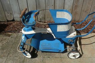 Vintage Taylor Tot Child metal Stroller With Handle Unique Deco Worn Look 2