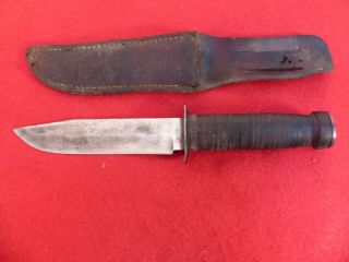 Queen City Usa 1922 - 45 Wii Leather Fighting Knife & Sheath