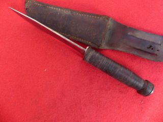 Queen City USA 1922 - 45 WII leather fighting knife & sheath 4