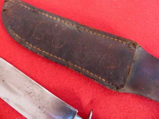 Queen City USA 1922 - 45 WII leather fighting knife & sheath 5