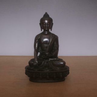 Fine Antique Chinese Bronze Or Copper Statue Sakyamuni Buddha