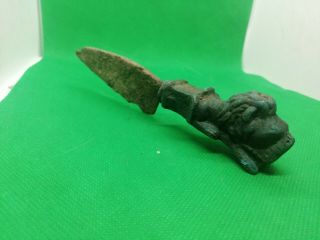 ANCIENT ROMAN DAGGER WITH BRONZE LION HANDLE AND IRON BLADE - 100 BC - 17 cm 3