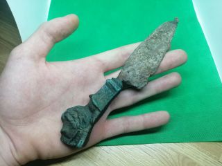 ANCIENT ROMAN DAGGER WITH BRONZE LION HANDLE AND IRON BLADE - 100 BC - 17 cm 6