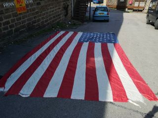 HUGE AMERICAN FLAG FROM PUBLIC BUILDING - VERY OLD & RARE - INFO WELCOME - RARE 2