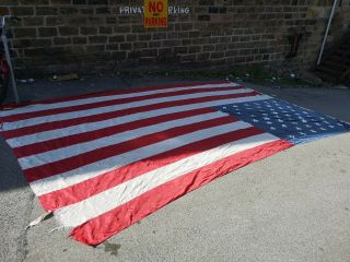 HUGE AMERICAN FLAG FROM PUBLIC BUILDING - VERY OLD & RARE - INFO WELCOME - RARE 6