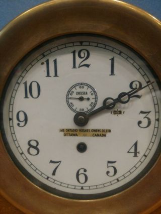Antique 1940s Ontario Owen Hughes Co Ltd Chelsea Ships Clock 7 