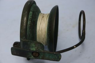 LARGE OLD BRASS FISHING REEL BY MALLOCHS - VERY RARE - L@@K 5