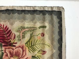 VINTAGE HANDMADE RARE HOOKED RUG,  FLORAL MOTIF,  FROM MARTHA ' S VINEYARD 10