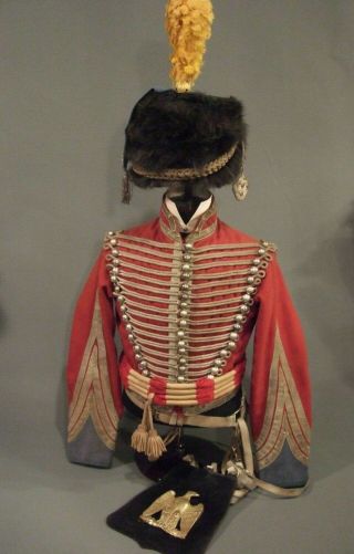 Rare Mid - 19th Century French 4th Hussars Dolman Uniform,  Busby & Accoutrements