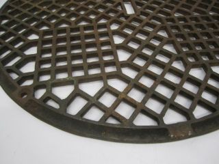 Salvage Antique Large Cast Iron Heat Register Vent Floor Grate Grille Round 23 