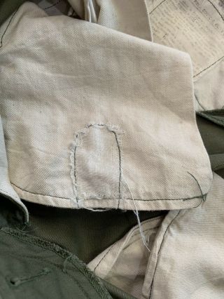 VTG 40s WWII US Army OD Cotton Field Pants 29.  5 Waist Button Fly M43 Selvedge 10