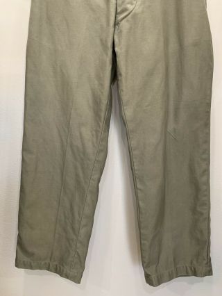 VTG 40s WWII US Army OD Cotton Field Pants 29.  5 Waist Button Fly M43 Selvedge 3