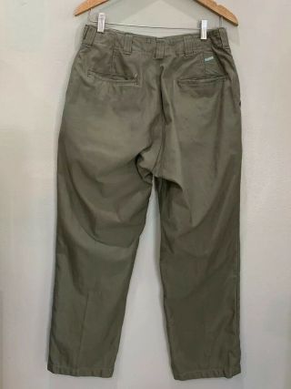 VTG 40s WWII US Army OD Cotton Field Pants 29.  5 Waist Button Fly M43 Selvedge 4