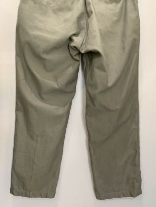 VTG 40s WWII US Army OD Cotton Field Pants 29.  5 Waist Button Fly M43 Selvedge 6