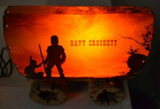 Rare Davy Crockett Covered Wagon Lamp W/silhouette Shade & Orig.  Birdseye Bulb