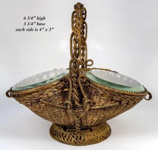 Antique French Napoleon III Jewelry Casket,  Box,  Basket,  Beveled Glass Vitrine 2