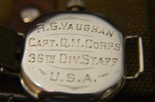 Waltham Trench Watch,  Capt Vaughan.  1918 signed Belleau Wood commemorative, 7