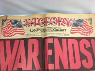WAR ENDS WW2 Los Angeles Examiner and Herald Express 1945 Newspapers 5