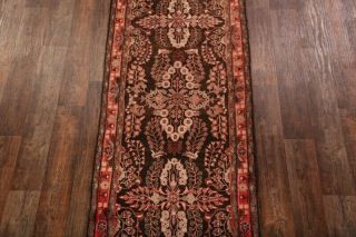Antique Floral Black Runner 4x11 Lilian Hamedan Persian Oriental Rug 11 ' 1 x 3 ' 7 3