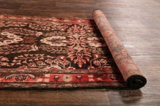 Antique Floral Black Runner 4x11 Lilian Hamedan Persian Oriental Rug 11 ' 1 x 3 ' 7 8
