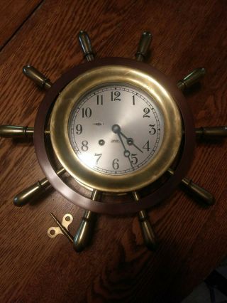 Vintage Brass Chelsea Ships Pilot Clock Mid.  1960 