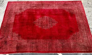 Auth: 19th C Antique Amritsar Agra Mughal RARE Masterpiece Royal Red 10x14 NR 8